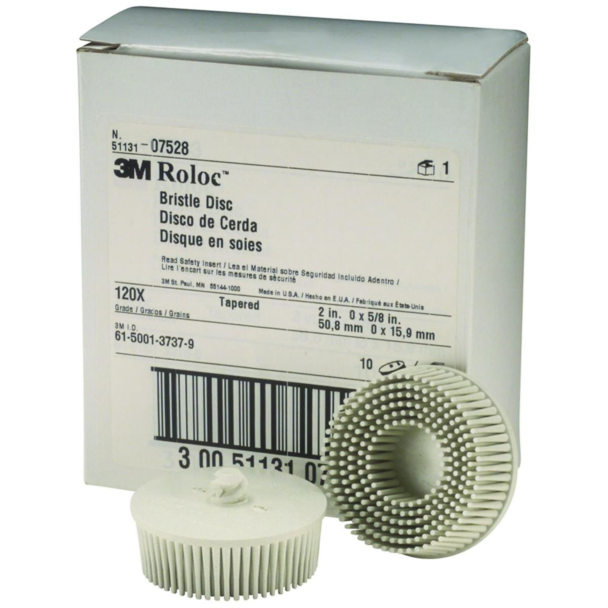 3M Roloc Bristle Disc — 2in., 120 Grit, 25,000 RPM, 10 Pcs, Model# MMM7528